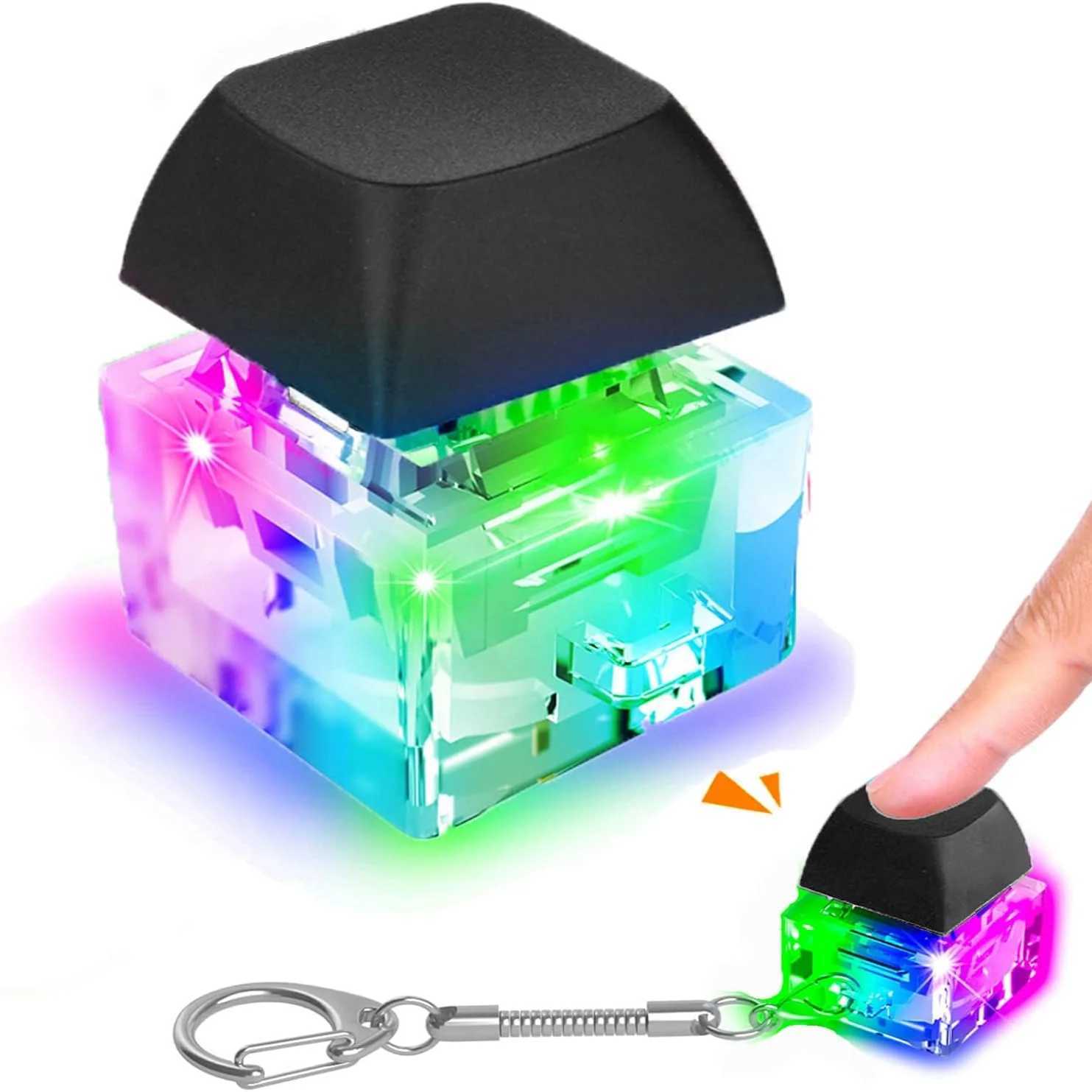 LED Keyboard Fidget Toys Keychain Keyboard Fidget Key Chain Decompression Toys Finger Button Clicker Stress Relief Gifts Y240817