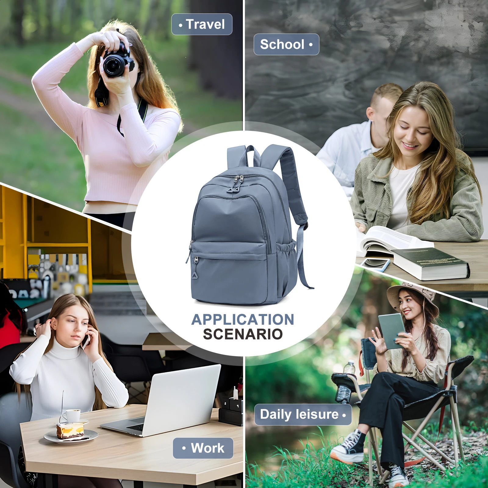 School bag preppy cute light large capacity simple backpack junior high school students college students commuting bag 240816