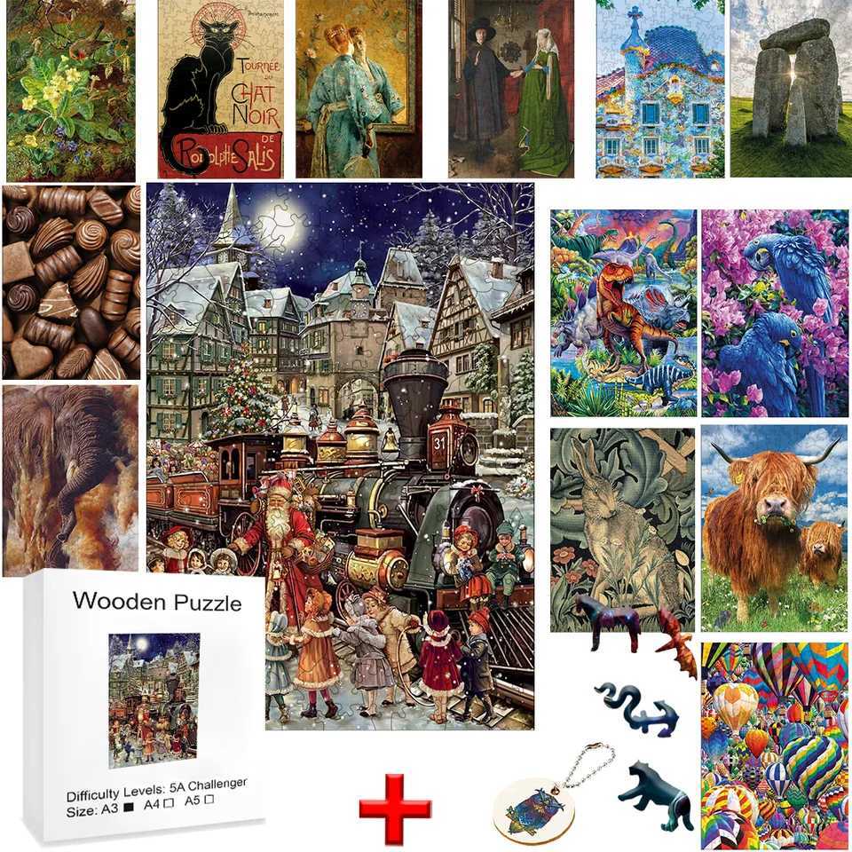 Animal Puzzle Wood Montessori Toy Jigsaw Puzzles for Adults Intellectual Exercise Model Parent-child Interaction Brain-teaserM240817