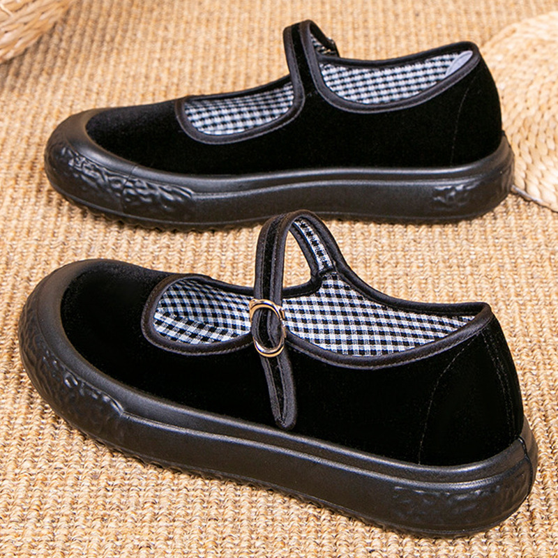 Ddmysports Autumn New Old Beijing Cloth Baotou Dance Black Belt Work Women S Mom Shoes OUTDOOR