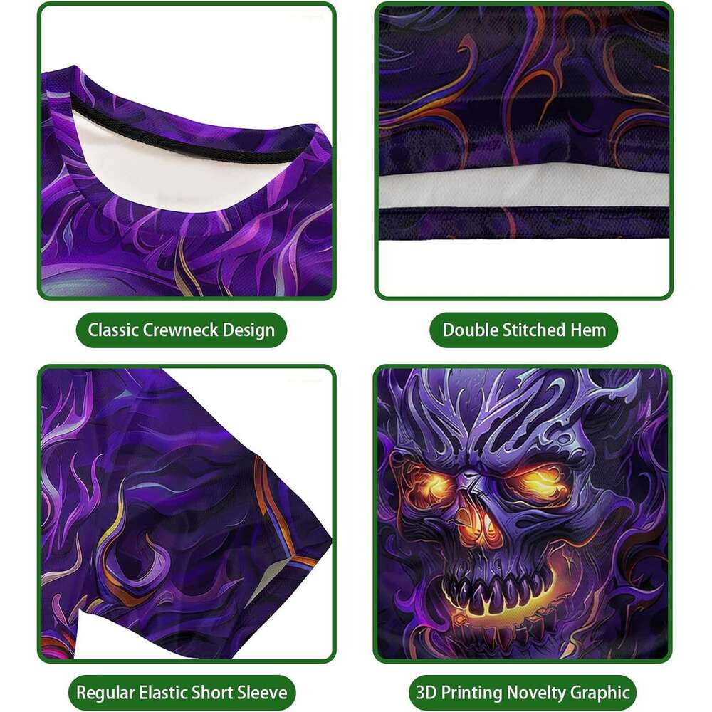 Halloween Mens T Shirt Skull Graphic Tees Men Skeleton Crewneck T-Shirts 3D Printed Pattern Short Sleeve Top Shirts Tshirt Tee Casual Tops Summer Clot