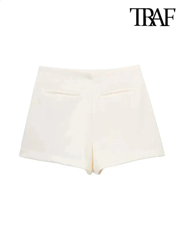 TRAF Womens Fashion Pareo Style Shorts Retro High Waist Side Zipper Skort Mujer w240816