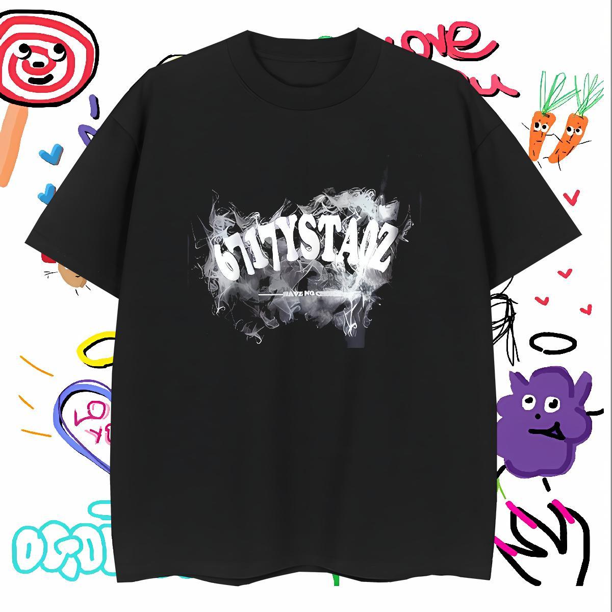 Loose T Shirts Men 100% Cotton 230g letter Hip Hop Street Customized Round Neck Short Sleeve Men Tees Free Shipping Tops Shirt