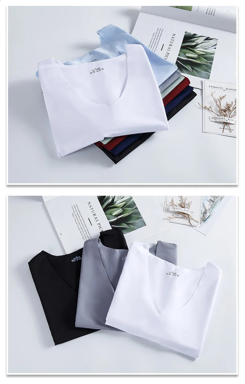 Summer mens unmarked ice silk underwear mens ultra-thin sports and fitness cross body sleeves breathable and comfortable T-shirt 240816