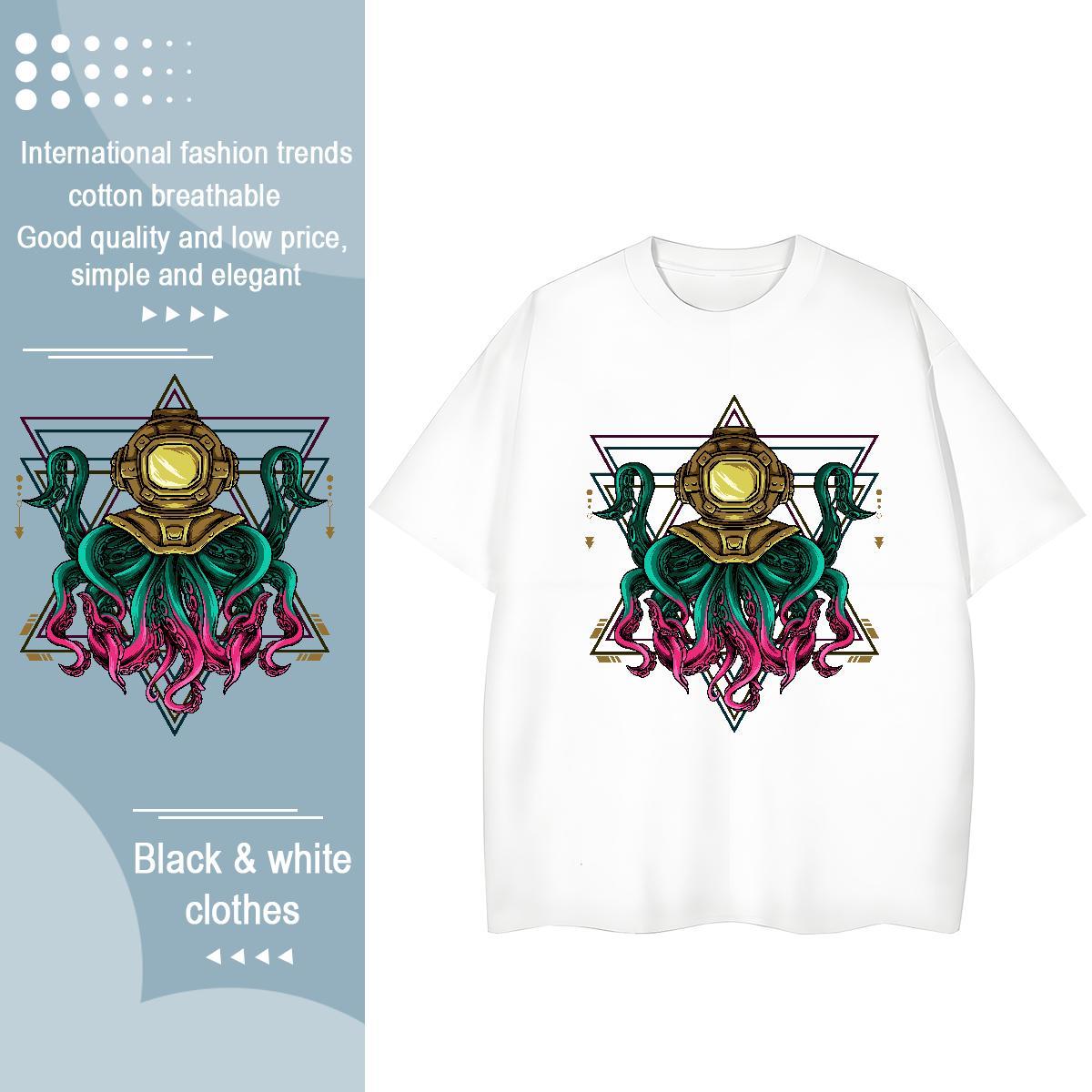 Fashion New Woman T Shirts O Neck Short Sleeves 230g 100% Cotton Couples T Shirts Cartoon Print ET High Street Hip Hop Designer Tops