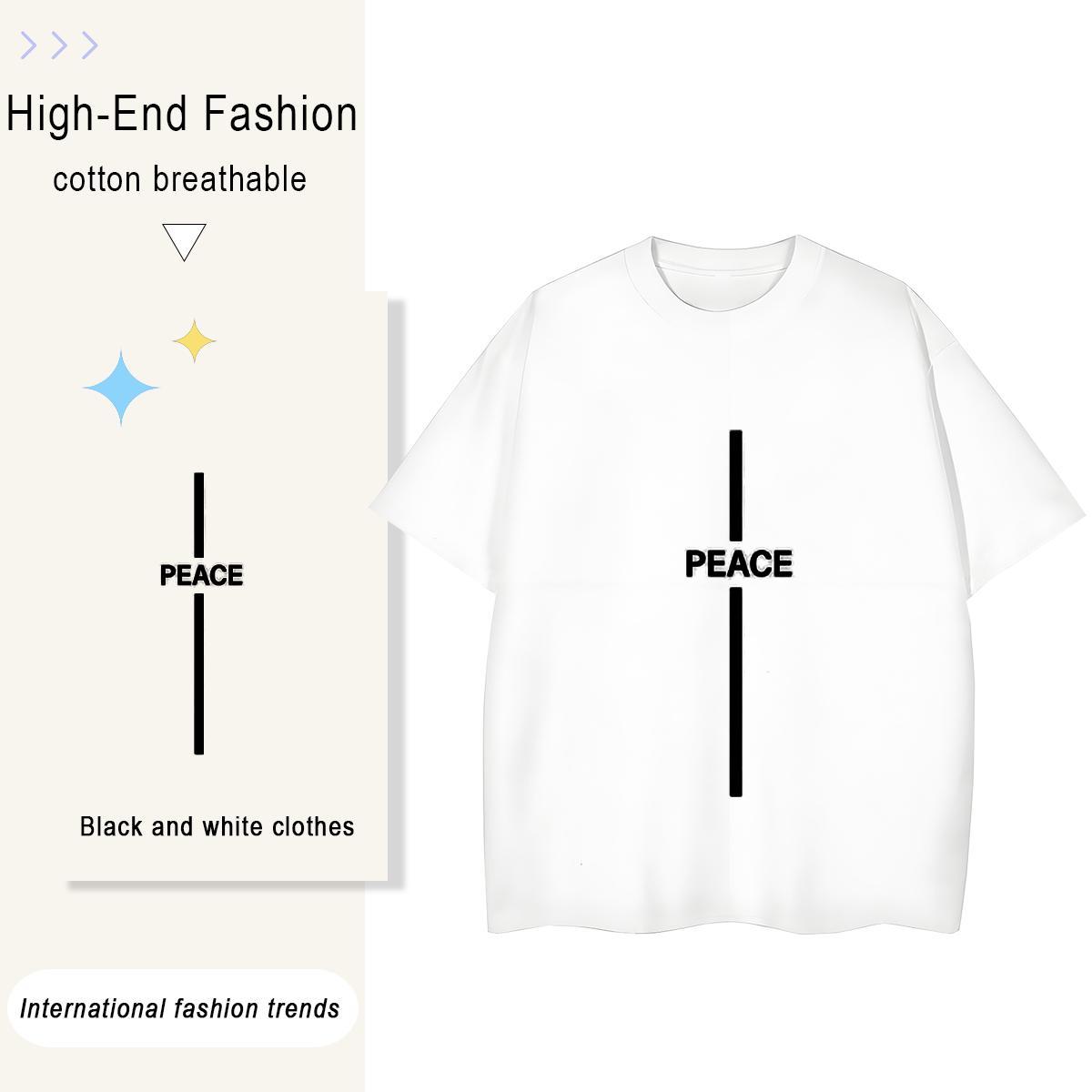 Brand letter 230g Pure Cotton Men Tshirts High Street Hip Hop Breathable Crew Neck Man T Shirts 2024 DIY Cartoon Print Tees