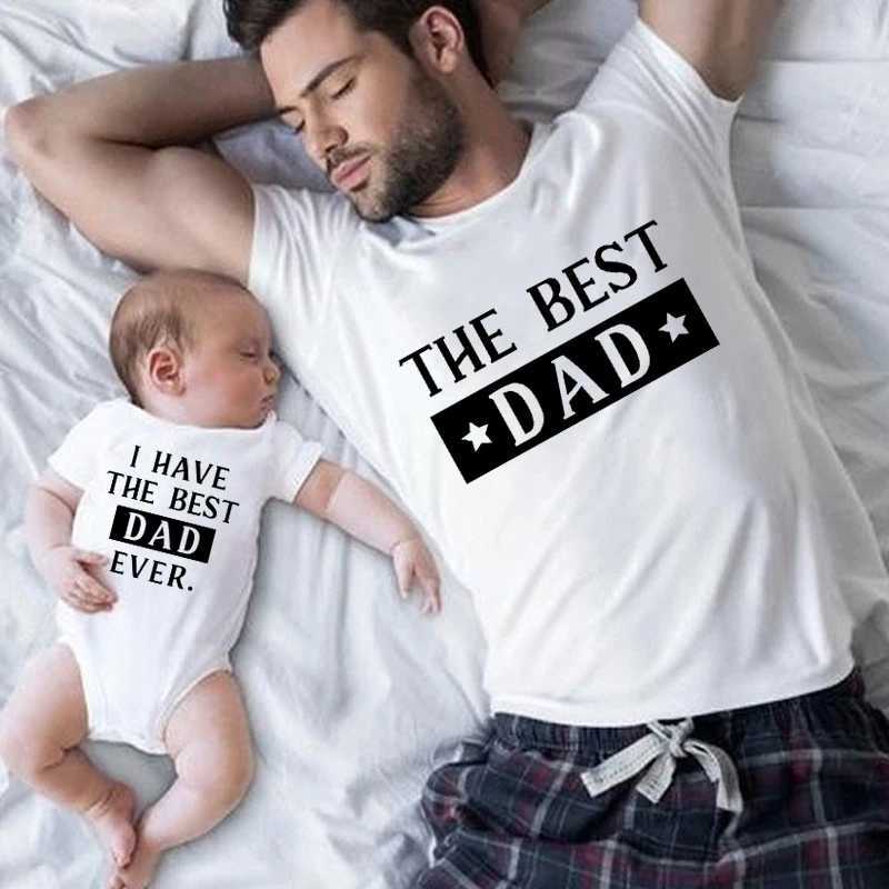 Interesting dad daughter son Fmaily matching shirt the best dad child baby bodysuit ever for dad W240816