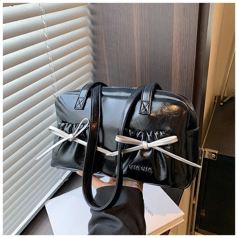 HAEX Y2K Womens Shoulder Bag Fashion ner Silver Bow Boston Handbag y Full Set Competition Day Bolso Mujer 240817