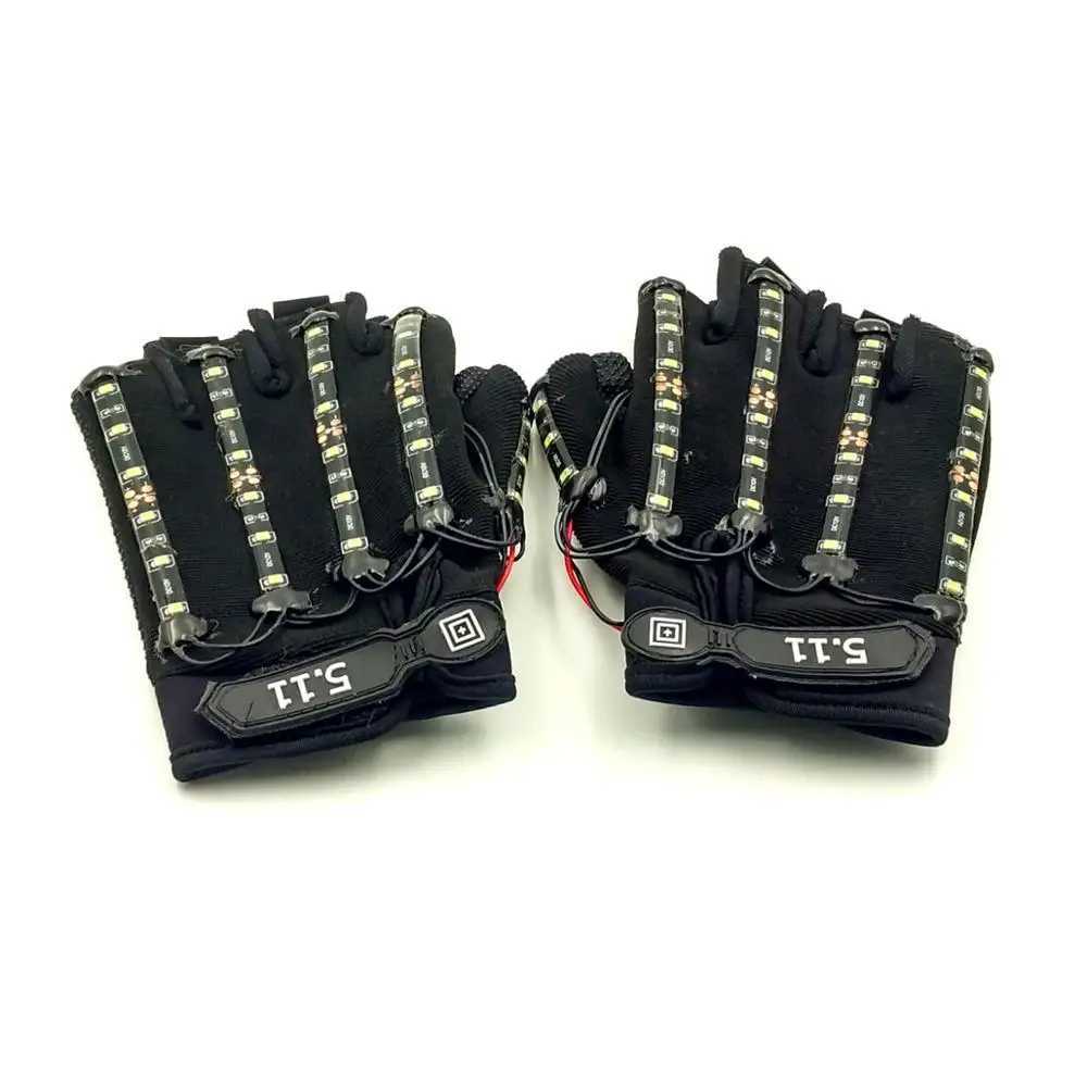 6 Colors Light-emitting Gloves Music DJ Party Cosplay Stage Performance Glowing Half Finger LED Beaming Laser Lights Gloves Y250725