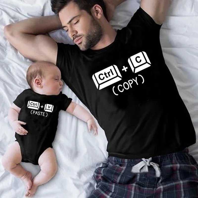 Copy Paste Shirt Father and Baby Matching Shirts Ctrl C Ctrl V Print Daddy Daughter Shirts New Fathers Day Gift W240816
