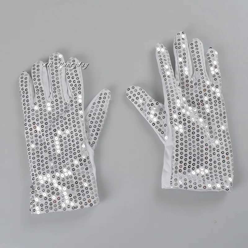 LED Sequin White Rave Flashing Gloves Glow Light Up Finger Tip Lighting Glove Birthday Gift Luminous Costumes Wedding Festival Y240817