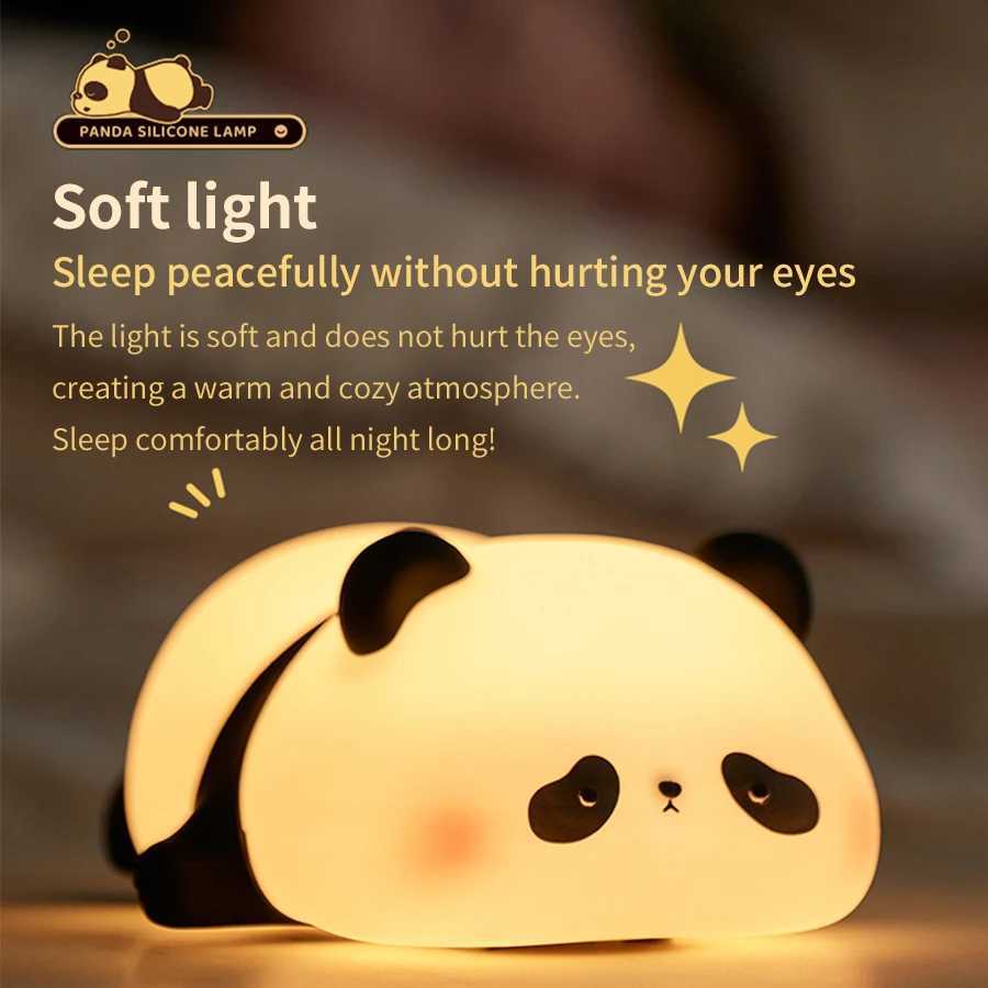 LED Childrens Night Light Panda Touch Sensor Charging Light Silicone Bedlight Decoration Childrens Holiday Gift W240816