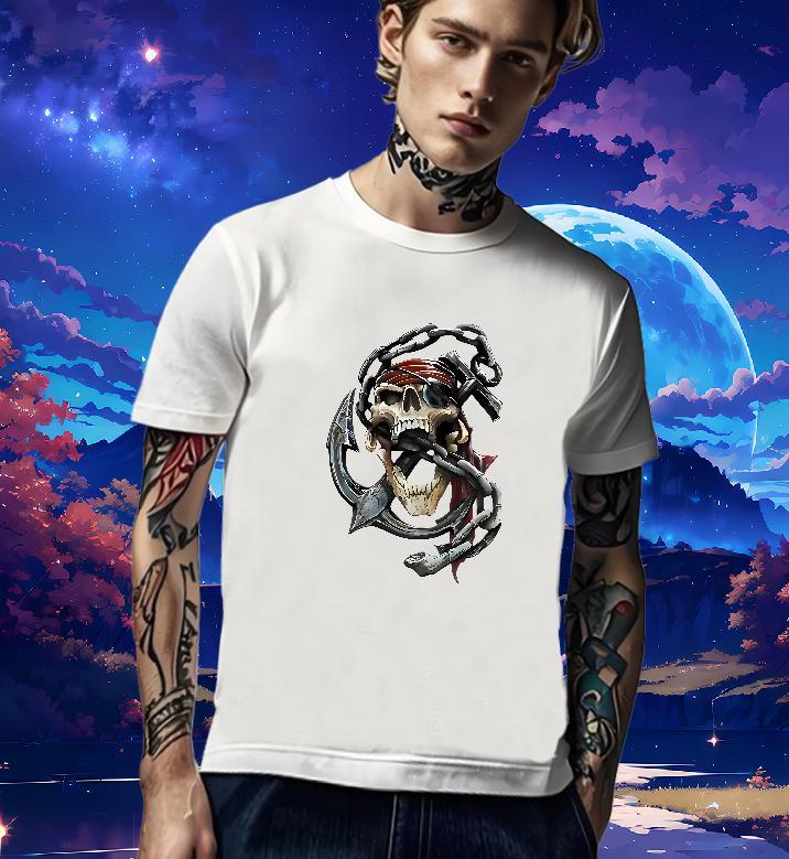 Brand T shirt 230g Pure Cotton skull Hip Hop Street Floral Print Crew Neck Couples T Shirts DIY Tops Tees