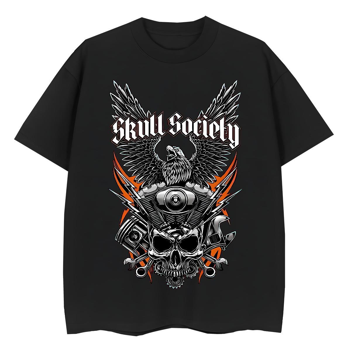 Factory Direct T-Shirts 230g Cotton Crew Neck Breathable Daily Wear skull Lady T shirt Free Shipping Customized Tops Shirt