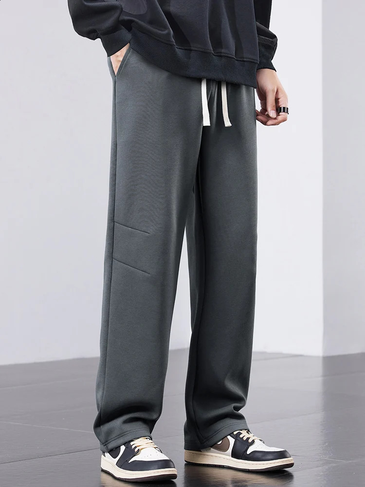 Autumn mens loose straight pants casual classic black gray fashion letter printing jogging outdoor sports Trouser 240816
