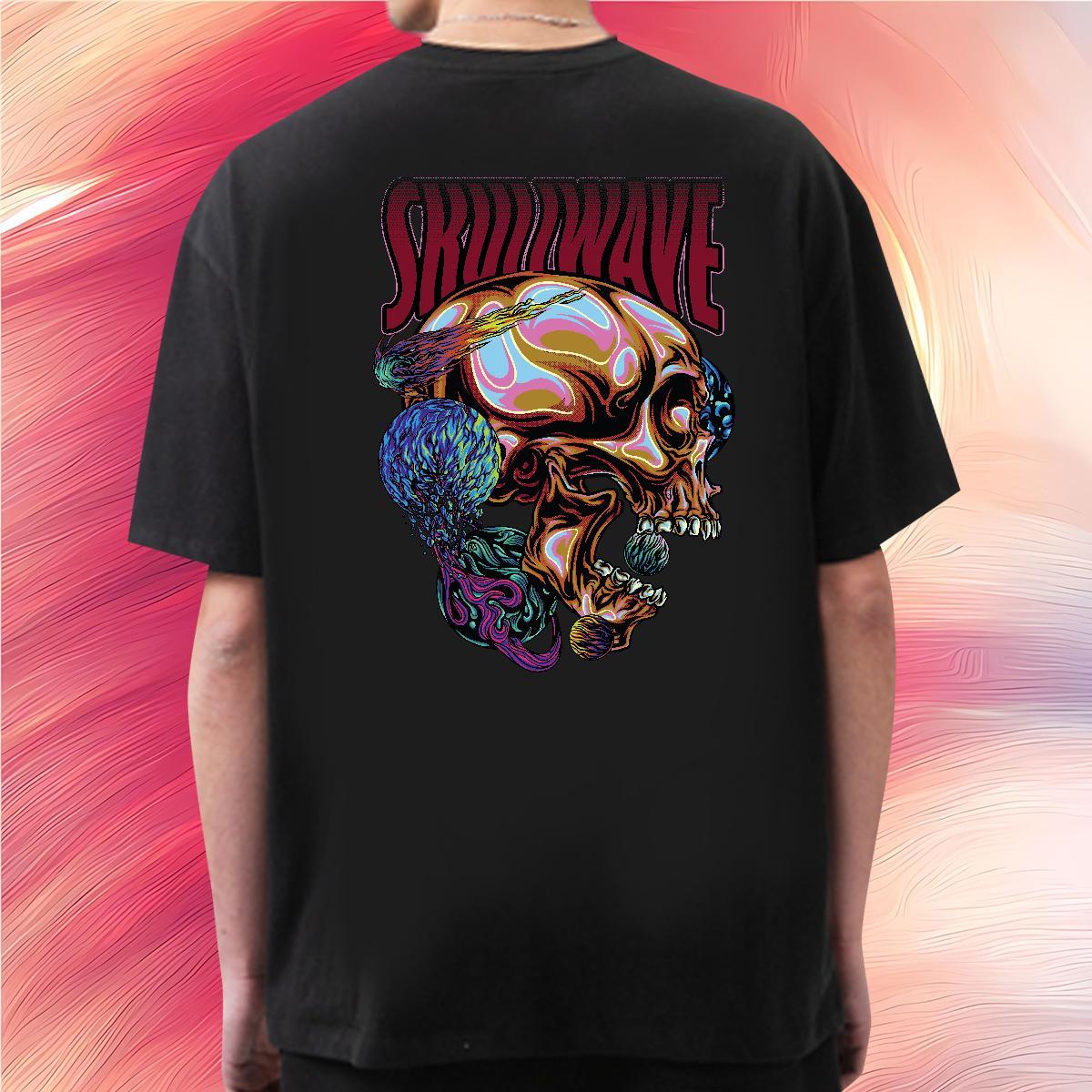 Popular Men T Shirts 230g 100% Cotton skull Casual Daily Wear DIY Anime Breathable Short Sleeve Men Tops Tees Fashion Casual Polos