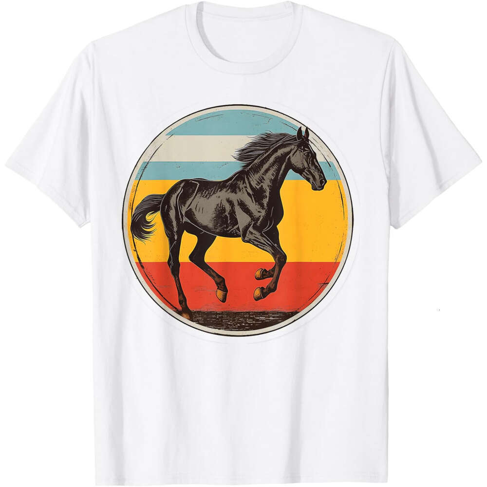 T shirt for Mens Horse Lover Retro Sunset Horseback Riding Equestrian Gift T-Shirt Shirts Tshirt Graphic Tee Casual Tops Clothes Short sleeve