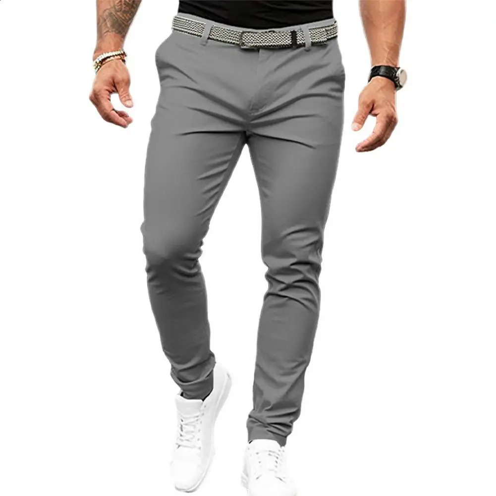 Ultra thin suit pants for men ultrathin solid color with a mid rise sloping pocket zipper fly suitable business office workwear 240816