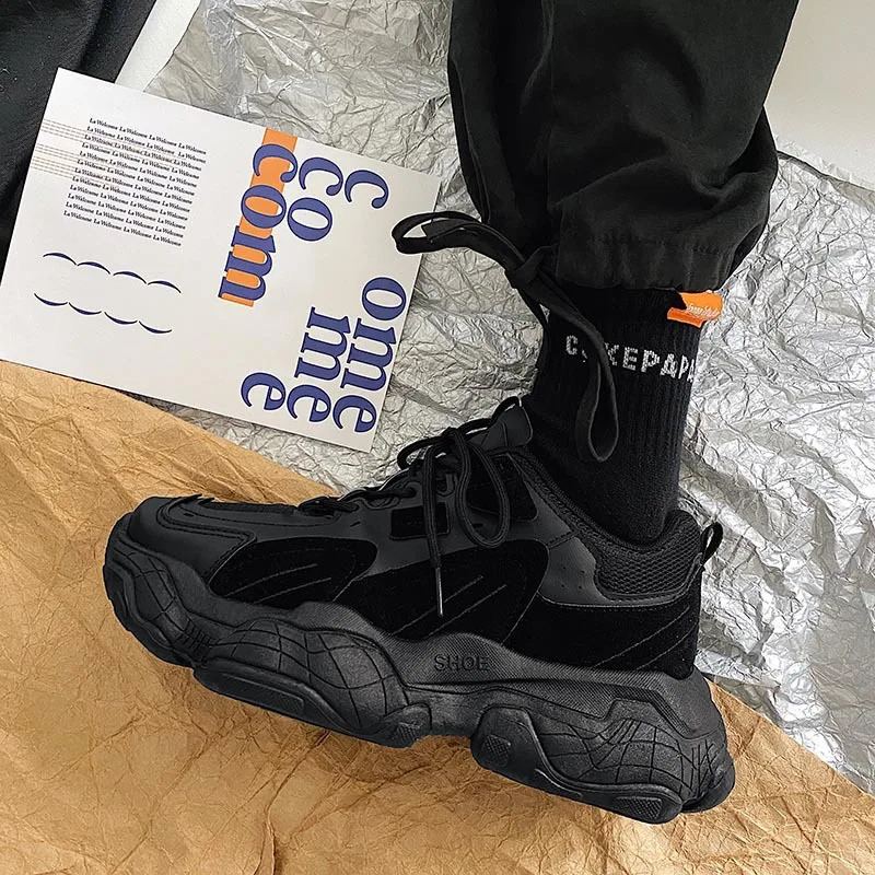 Chunky Sneakers For Men Fashion Lace up platform Dad Shoes White Breathable comfortable Male Sport Running Shoes zapatillas 240809
