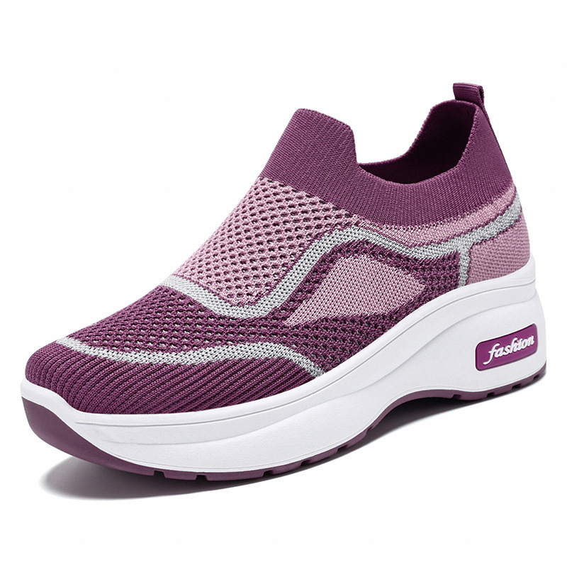 Ddmysports Spring And Autumn Women S Korean Version Thick Soled Casual Height Increasing New Breathable Fly Woven Shoes OUTDOOR