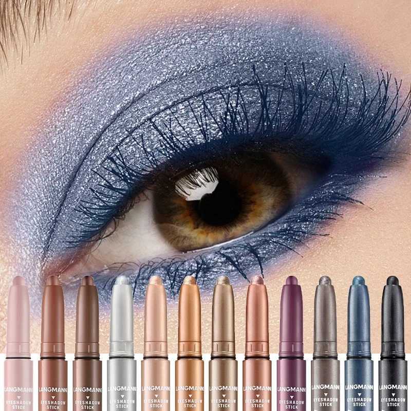Metallic Lescent eye shadow Stick Glitter Blue eye shadow Cream Brighten eye shadow Pen Waterproof eyeliner MakeupW241212