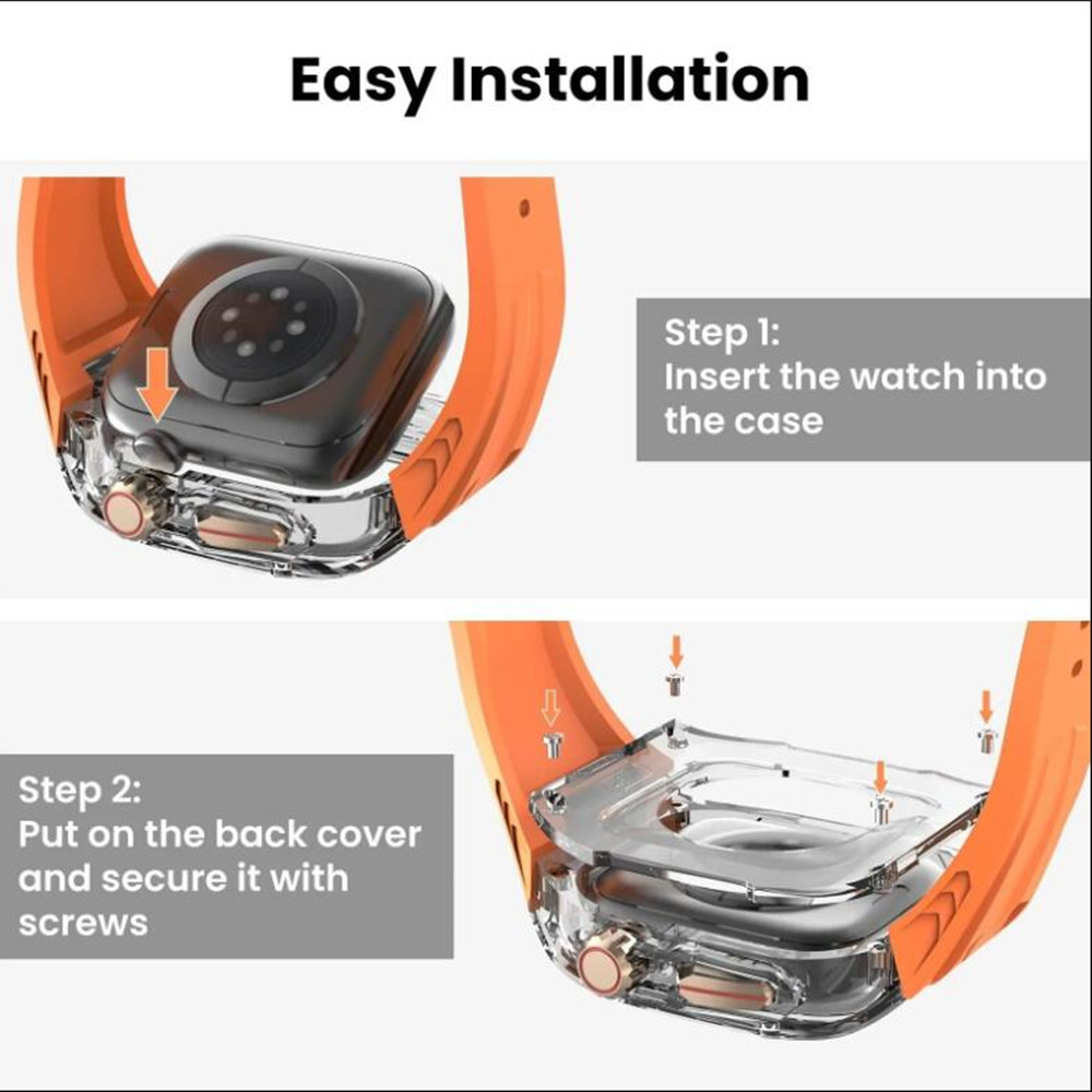 Transparent Case+TPU Strap Modification Kit for Apple Watch Ultra 2 49mm Band for IWatch Series 9 8 7 6 5 4 45mm 44mm Accessories