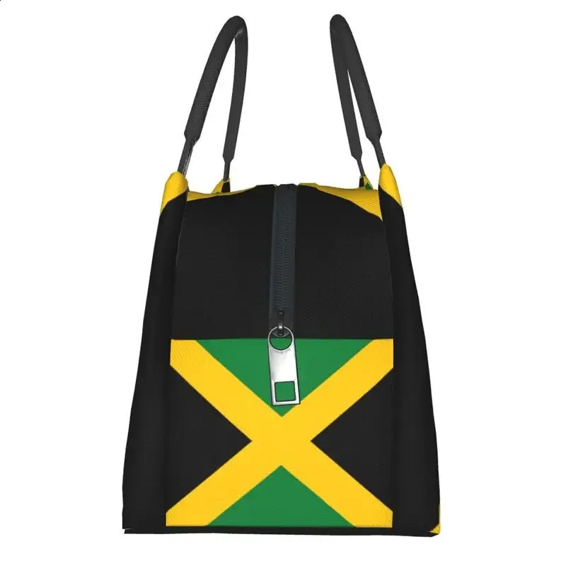 Jamaican Flag Thermal Insulated Lunch Bag Women Patriotism Resuable Lunch Tote for Office Outdoor Storage Meal Food Box 240816