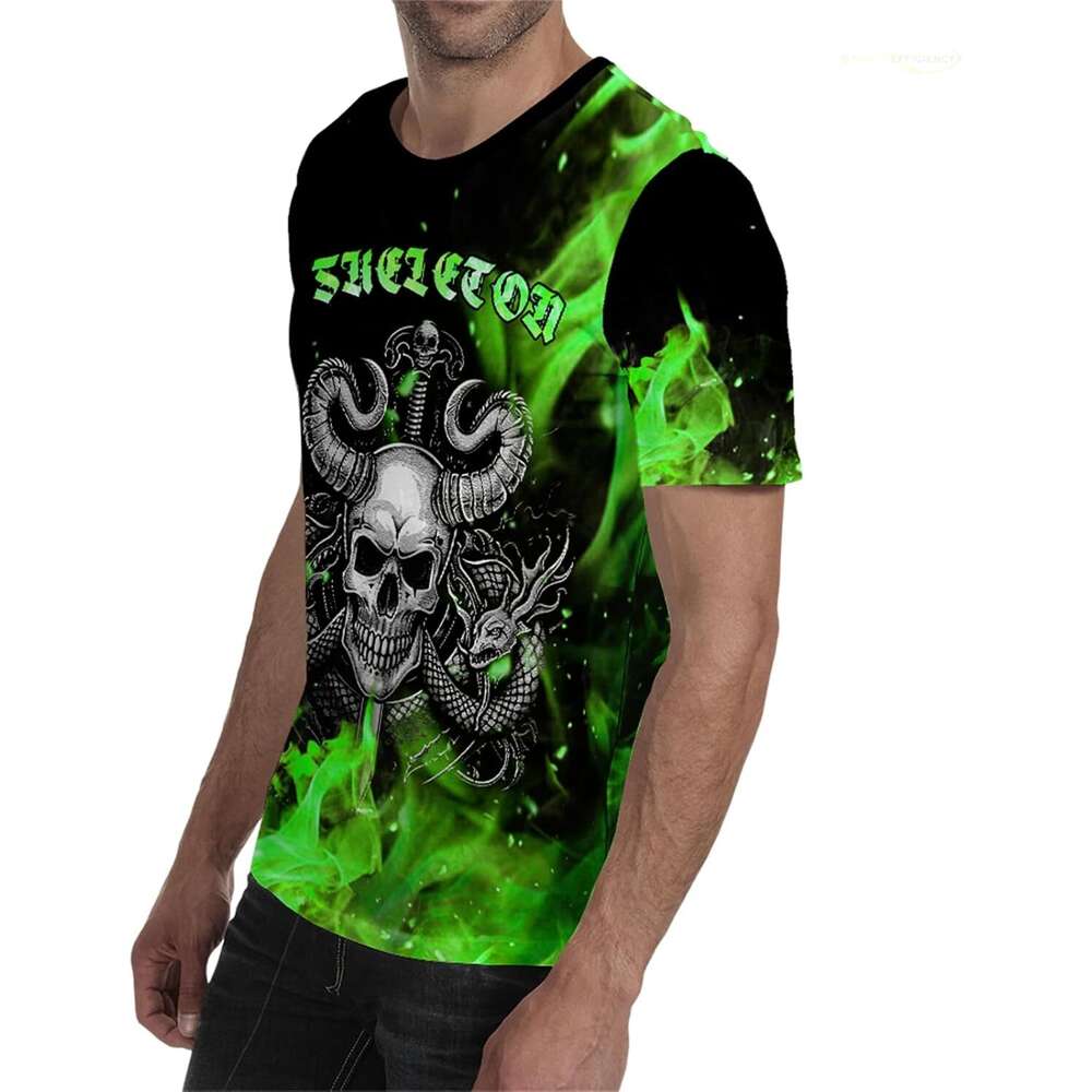 Halloween Mens T Shirt Crewneck T-Shirt Skull Fashion Casual Graphic Short Sleeve Tee Tops Male Clothing Shirts Tshirt Summer Clothes 2025