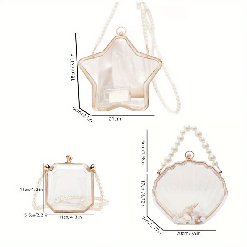Transparent acrylic shell shaped bag fashion chain cross body bag womens niche novel wallet 240816