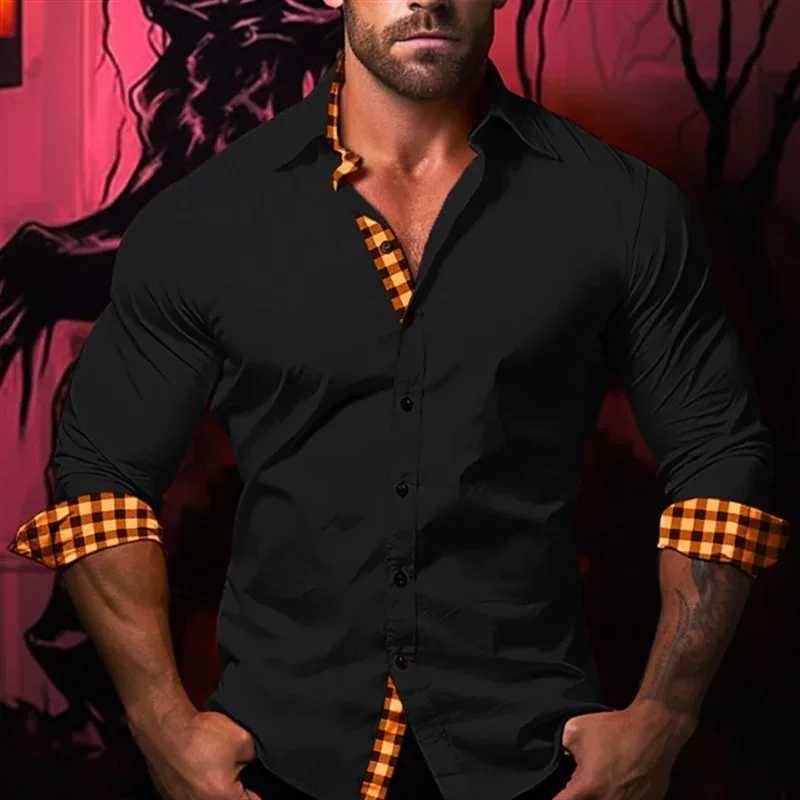 2024 Fashion Simple Office Business Casual Smooth Splicing Mens Shirt Soft Comfortable Lightweight Top Button Collar Plus SizeW240726