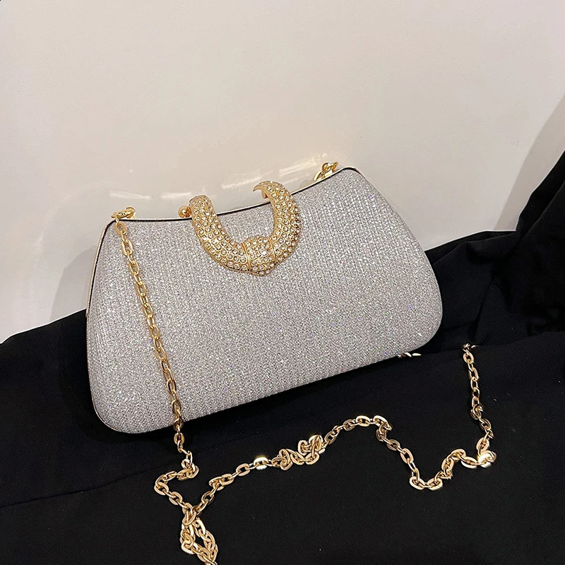 Sparkling solid color ladies temperament shoulder bag Hold Party friends party shopping mom urban beauty 240816