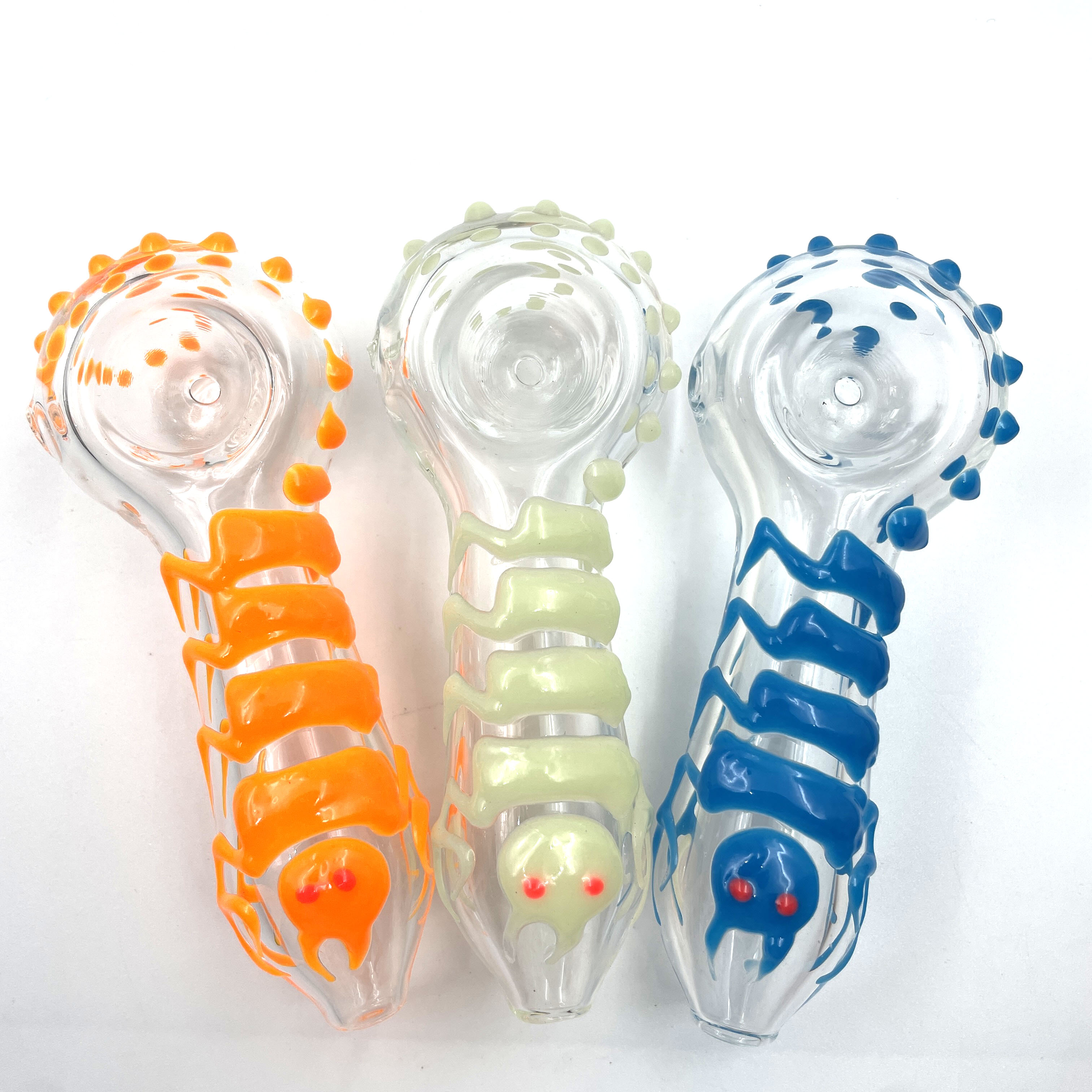4 inch Glow in the dark Glass Hand Pipe Smoking Spoon Pipes Pyrex Oil Burner Hand-blown Scorpion Tobacco Bowl