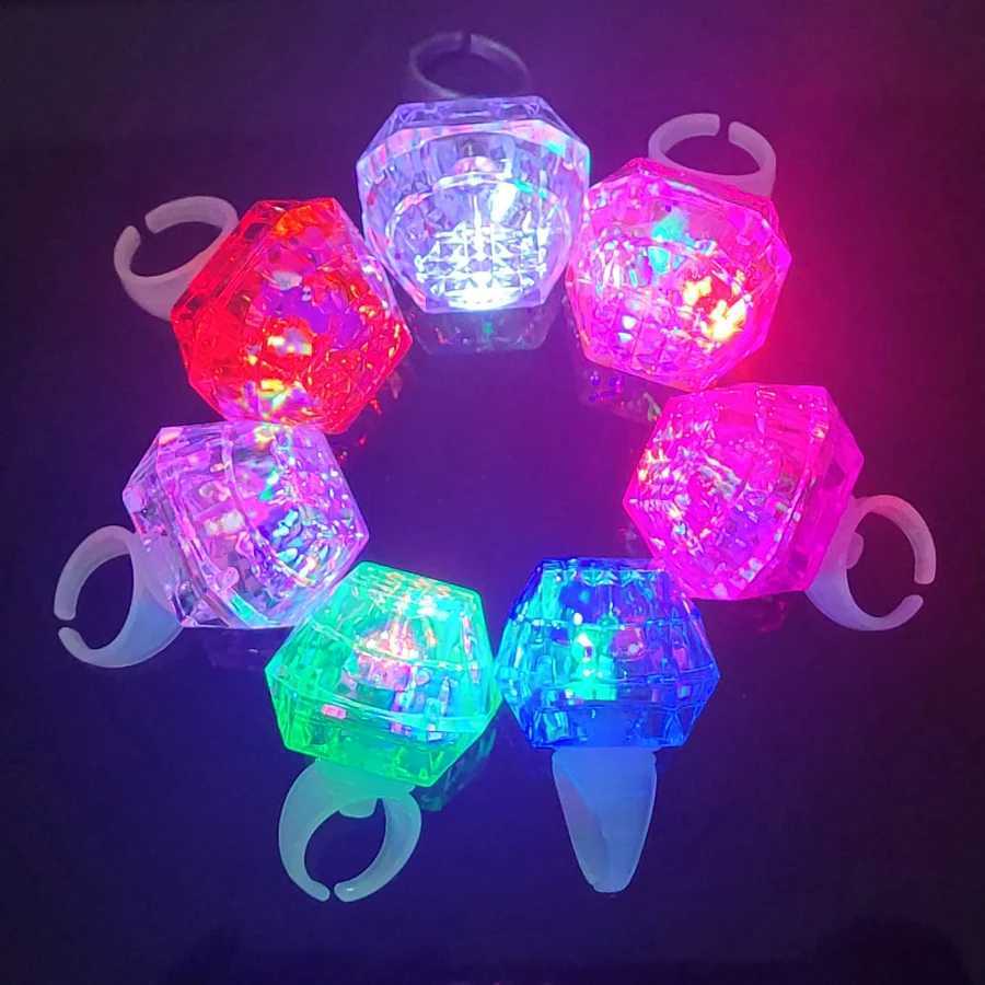 24Pcs LED Flashing Diamond Rings 3 Modes Light up Rings Colorful Flash Finger Light Wedding Party Glow In The Dark Party Supply Y240817
