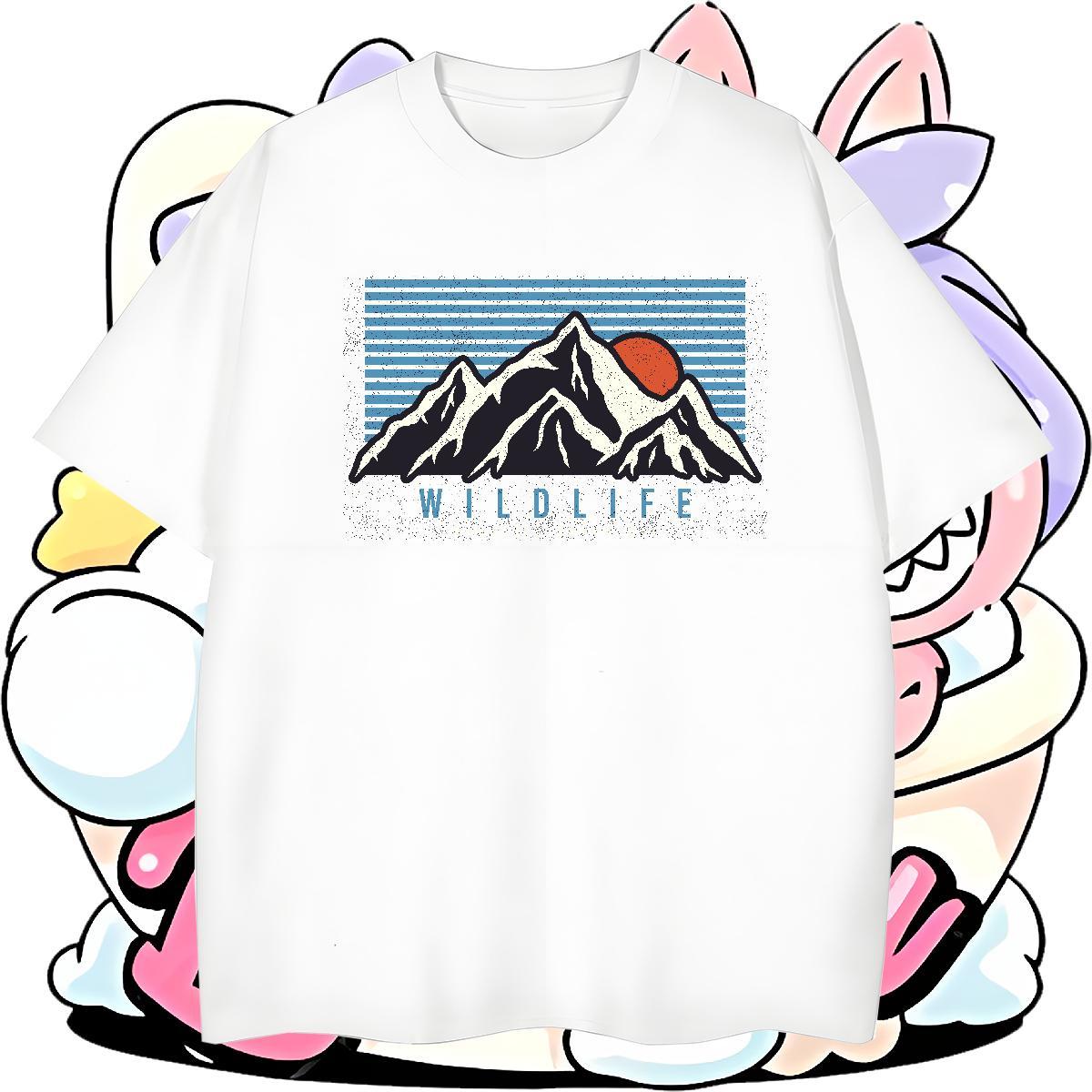 Soft Mens T Shirts 230g 100% Cotton mountains Casual Beach DIY Anime Breathable Soft Tshirts Fashion Casual Clothings