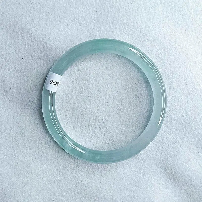 Sky Blue Lychee Frozen Thin Round Strip Womens Icy Jade Bracelet 240813