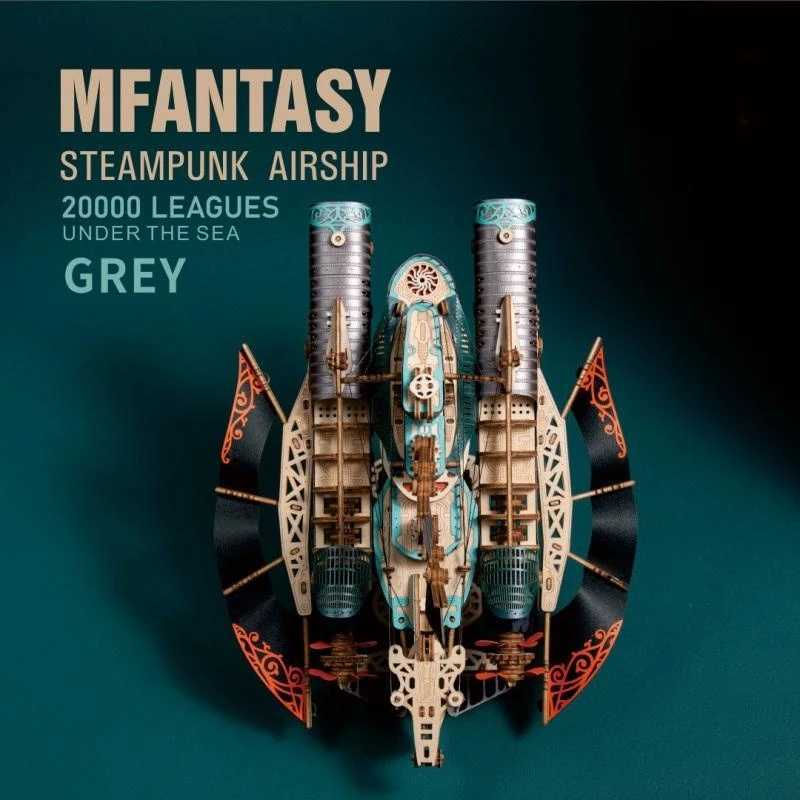 3D Wooden Puzzle Steampunk Airship Model Building Block Kits Submarine Handicraft Masterpiece DIY Assembly Toy Kids Adults Gift CL240817