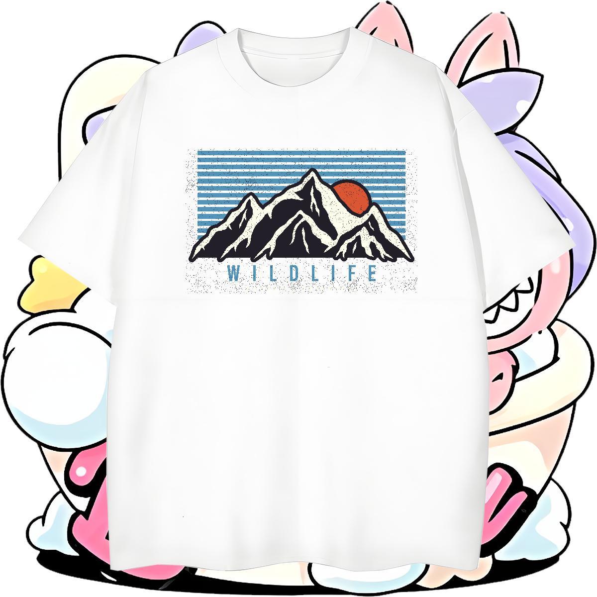 Soft Mens T Shirts 230g 100% Cotton mountains Casual Beach DIY Anime Breathable Soft Tshirts Fashion Casual Clothings