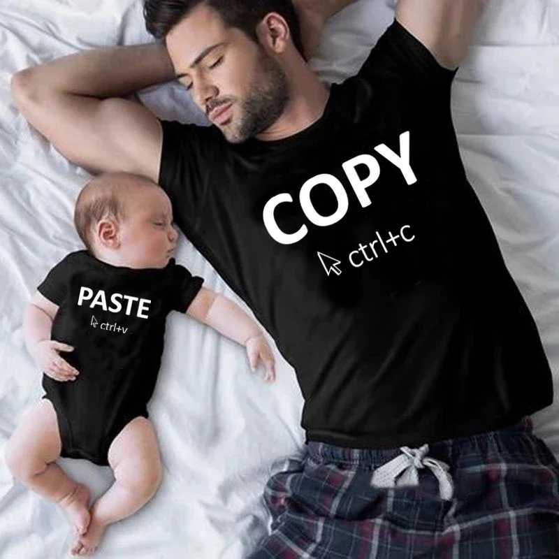 Copy Paste Shirt Father and Baby Matching Shirts Ctrl C Ctrl V Print Daddy Daughter Shirts New Fathers Day Gift W240816