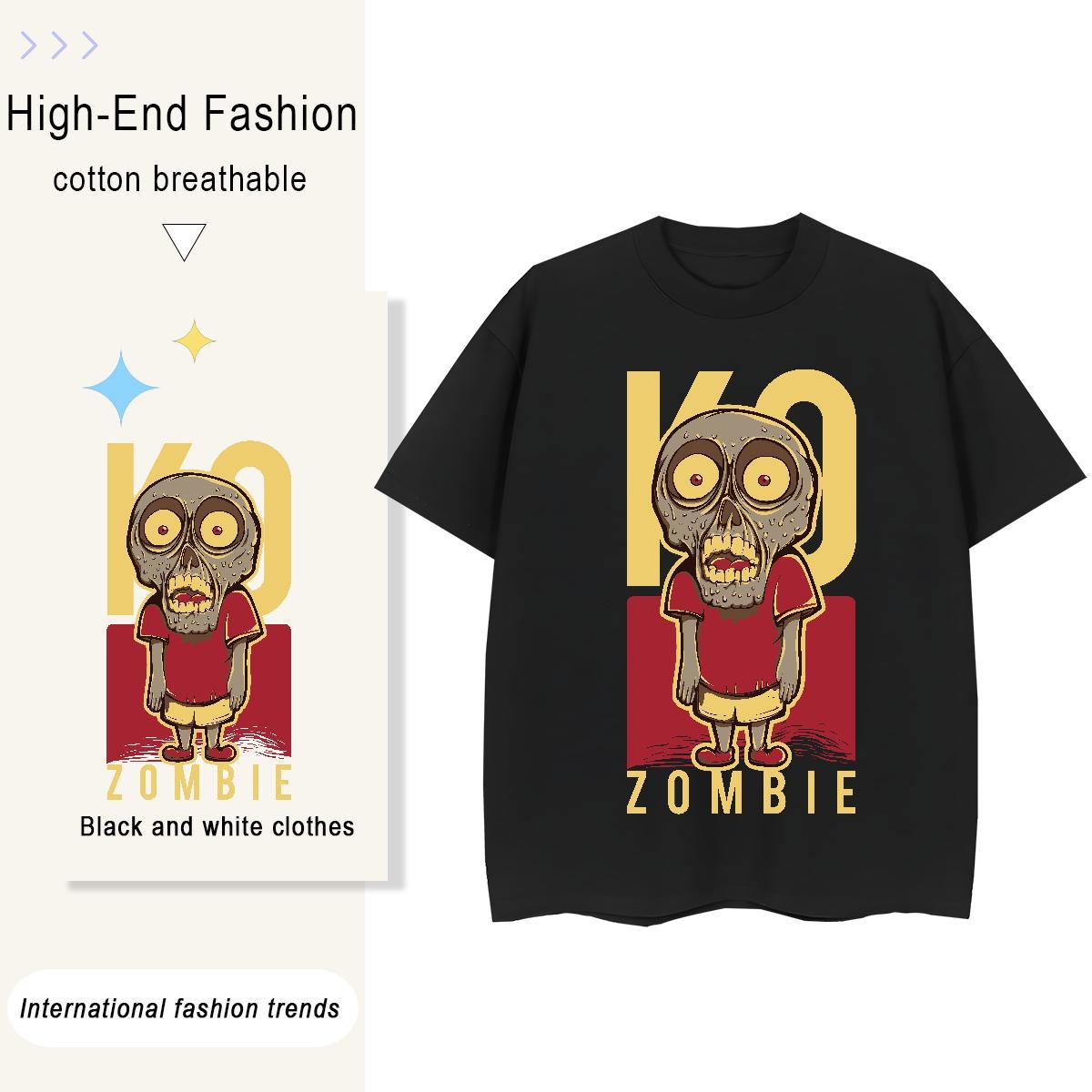 TOP Quality T-Shirts 100% Cotton 230g skull Street Wear Plus Size Cartoon O-Neck Short Sleeve Couples T Shirts New Top Tees