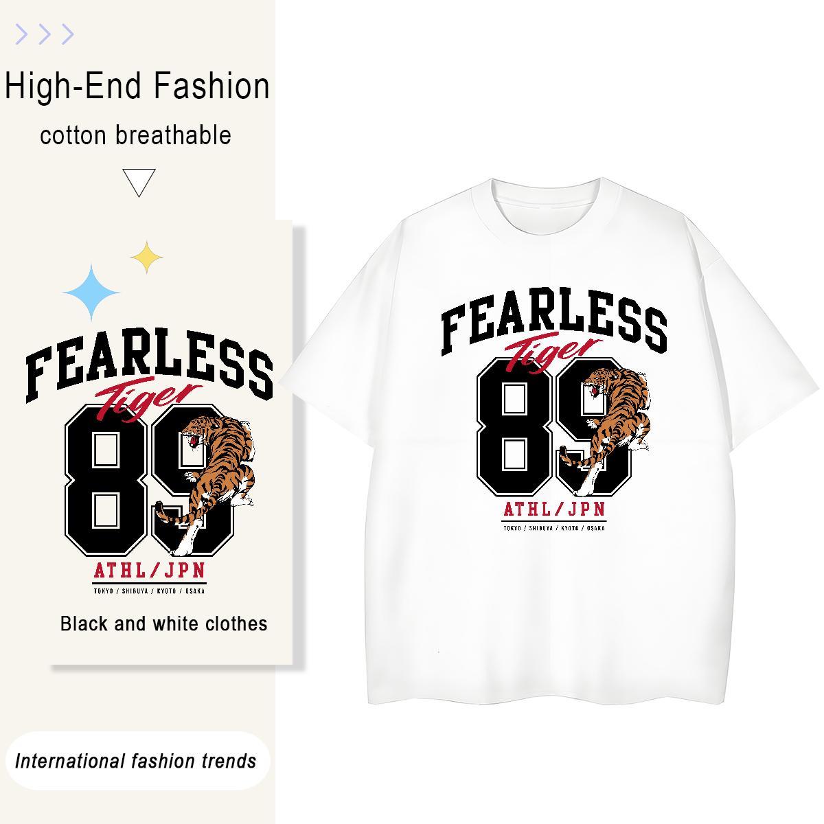 Classic Lady T shirt Sports Casual Breathable Short Sleeve Tops Soft 230g Pure Cotton tiger Customized T Shirts Women