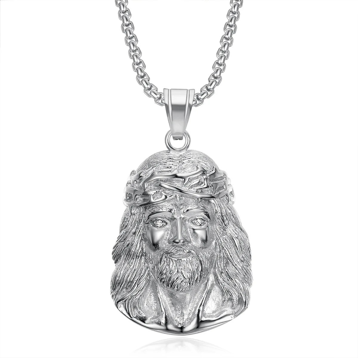 Jesus Stainless Steel Pendant Chain Hip Hop Necklace Mens Ice Out Accessories Jewelry 240810