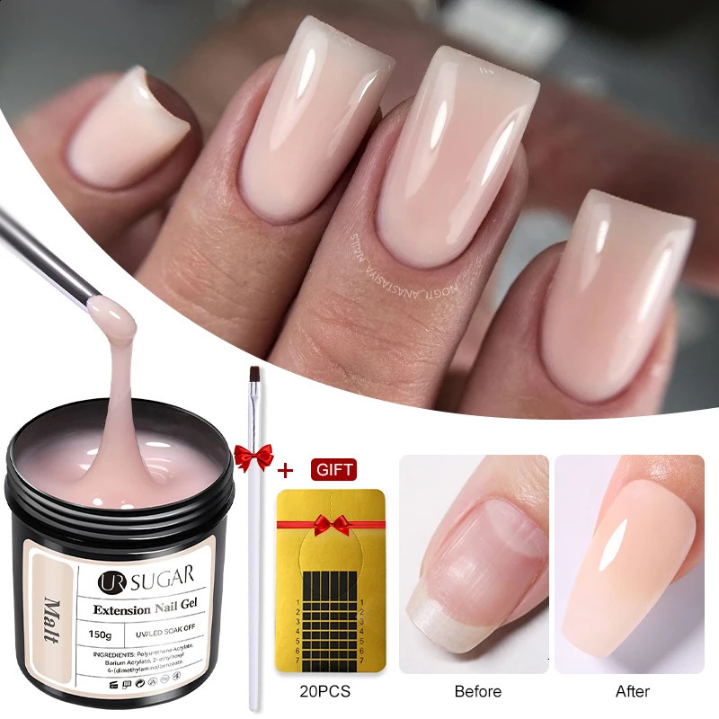 UR SUGAR 150g Extension Nail Gel Polish Peach Fuzz Jelly Nude Pink Clear Semi Permanent Acrylic Building UV Construction Gel 240816