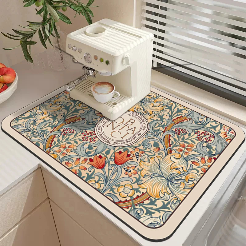 Kitchen Drain Pad Absorbent Dish Drying Mat Rugs Nonslip Sink Bottle Rug Tableware Placemat Drainer Alfombra 240830