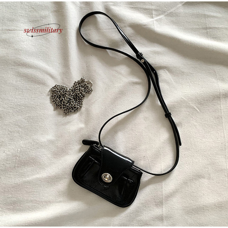 Swissmilitary Mini Shoulder For Women 2024 New Mobile Phone Bag Ladies Cross Body Bags Sier Small Purse Metal Chain Females Zipper Open #26