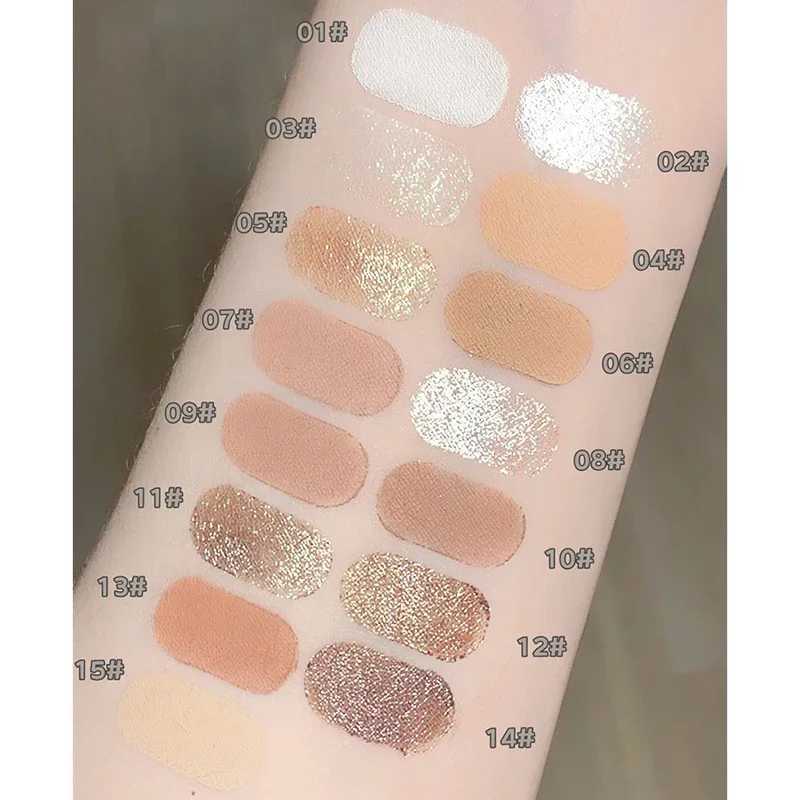 15 color flashing fluorescent pen waterproof matte white silver diamond bright suntan silk eye shadow stick makeupW241212