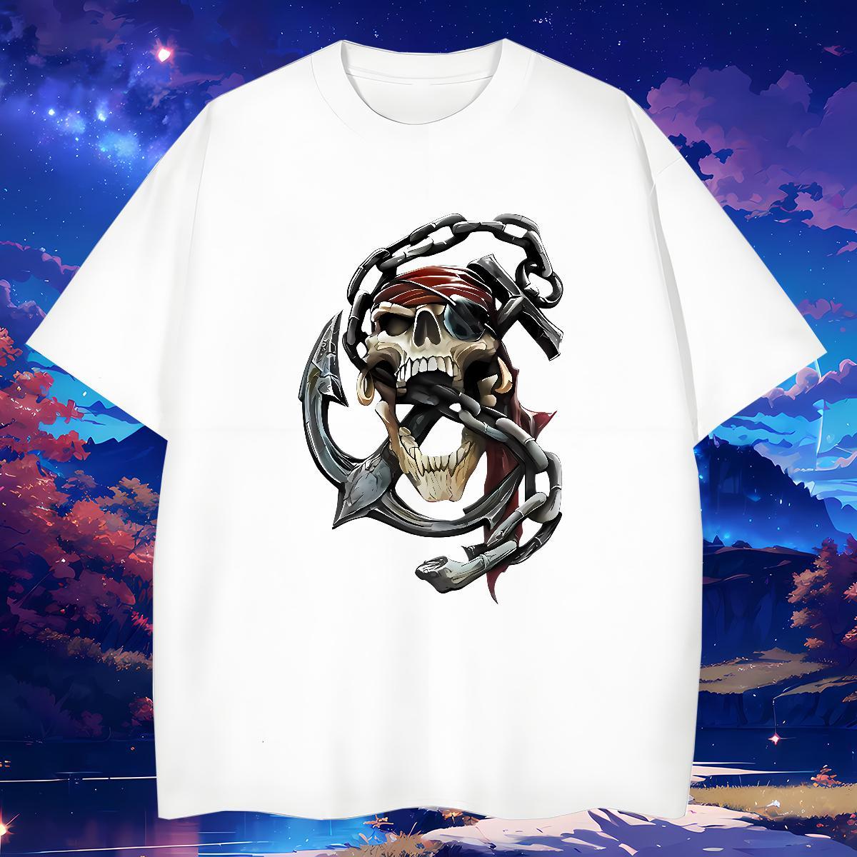 Brand T shirt 230g Pure Cotton skull Hip Hop Street Floral Print Crew Neck Couples T Shirts DIY Tops Tees