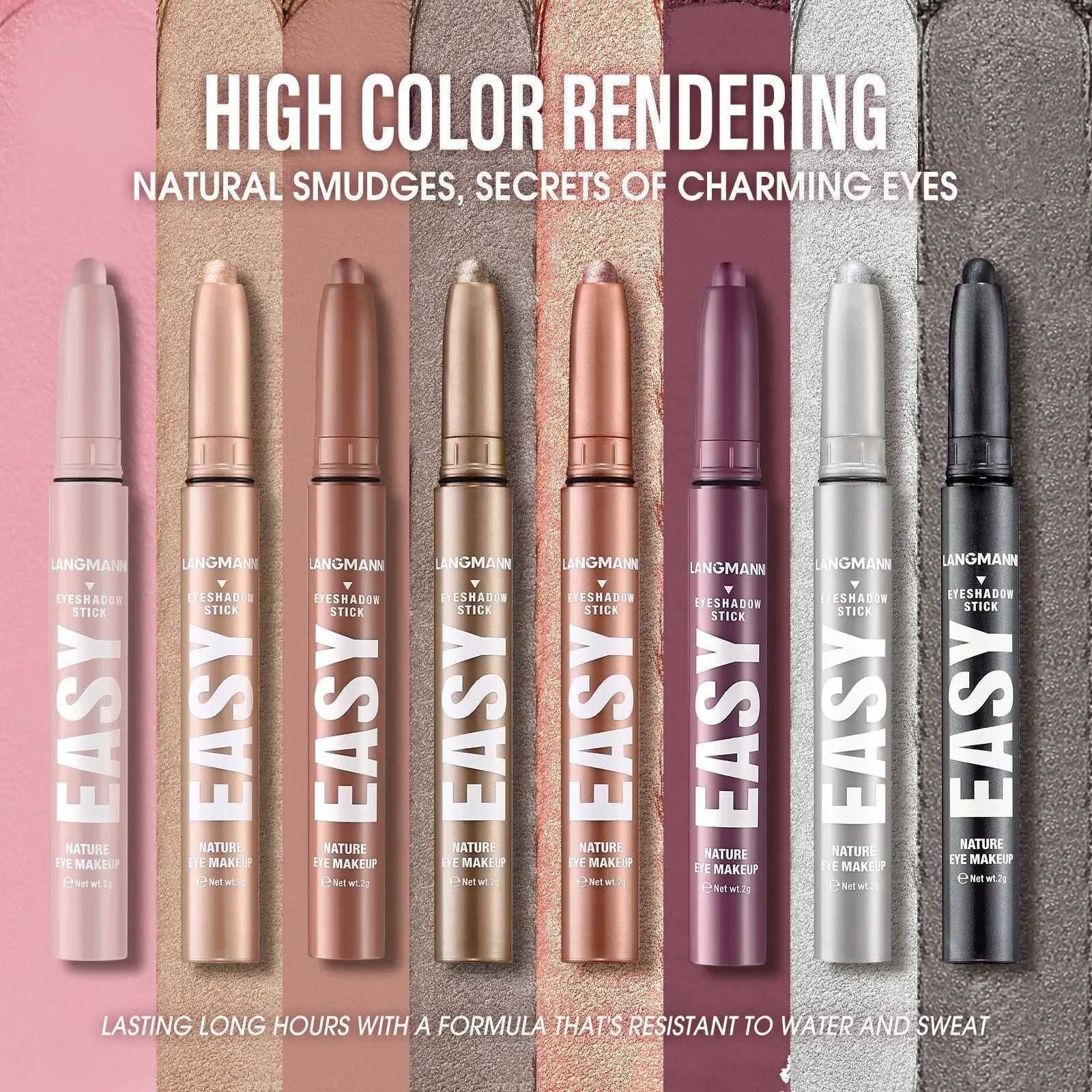 Metallic Lescent eye shadow Stick Glitter Blue eye shadow Cream Brighten eye shadow Pen Waterproof eyeliner MakeupW241212