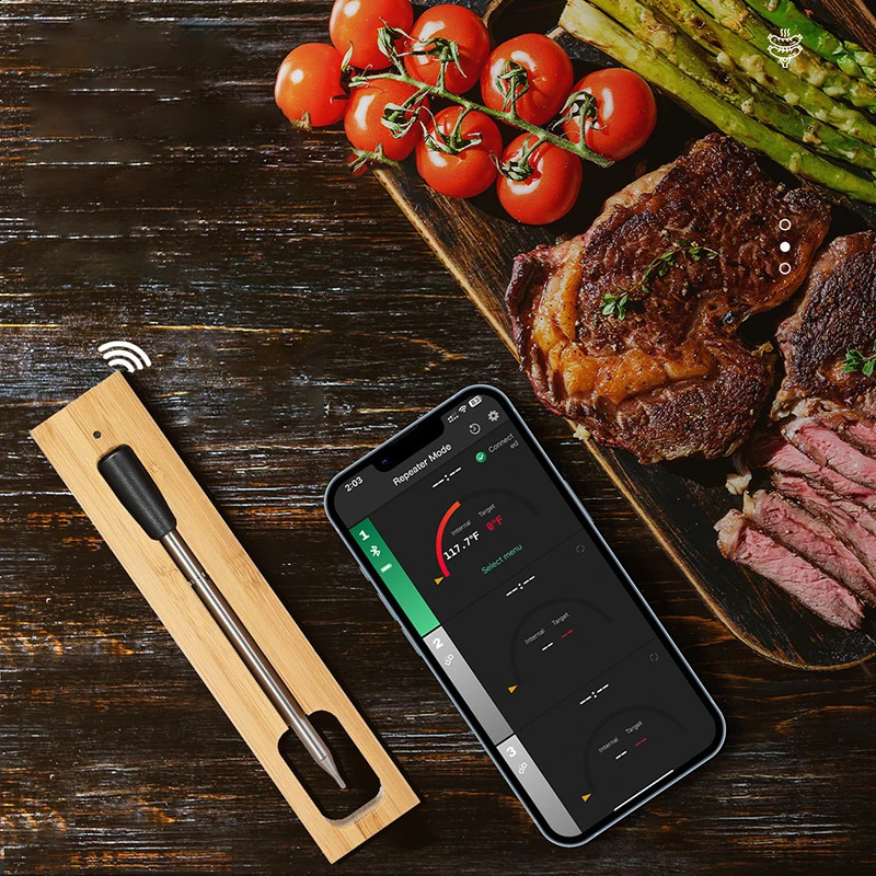 Oven Barbecue Smoking Kitchen Smart Digital Bluetooth Barbecue Temperature Gauge Wireless Meat Food Temperature Gauge 240816