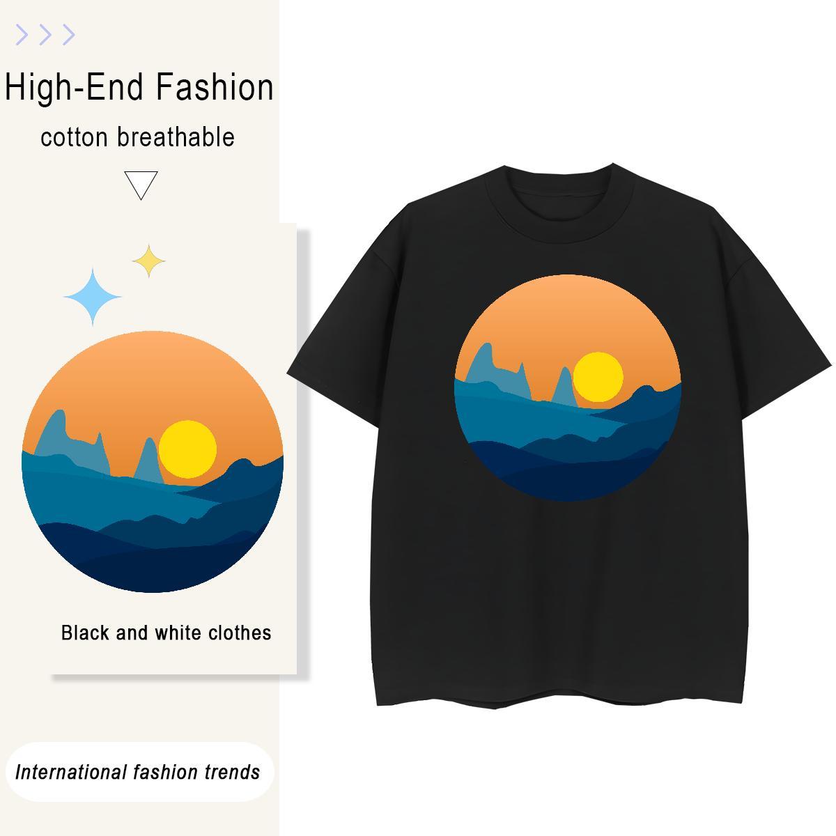 Soft sky 230g 100% Cotton Men Tees Street Crew Neck Breathable Men T Shirts 2024 DIY Anime Print Wear