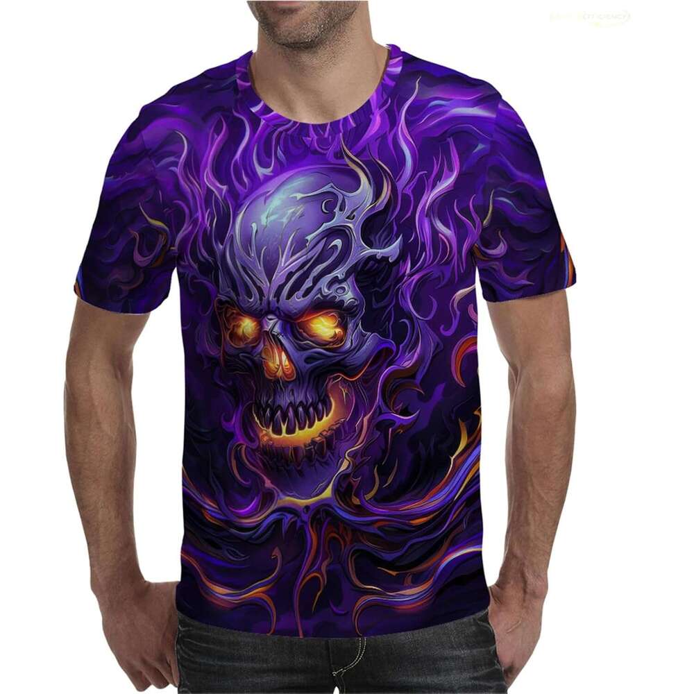 Halloween Mens T Shirt Skull Graphic Tees Men Skeleton Crewneck T-Shirts 3D Printed Pattern Short Sleeve Top Shirts Tshirt Tee Casual Tops Summer Clot